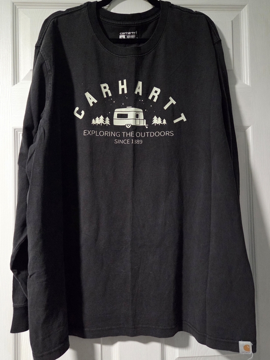 Carhartt Other - Carhartt Black Long Sleeve Tee with Cream Outdoors Graphic